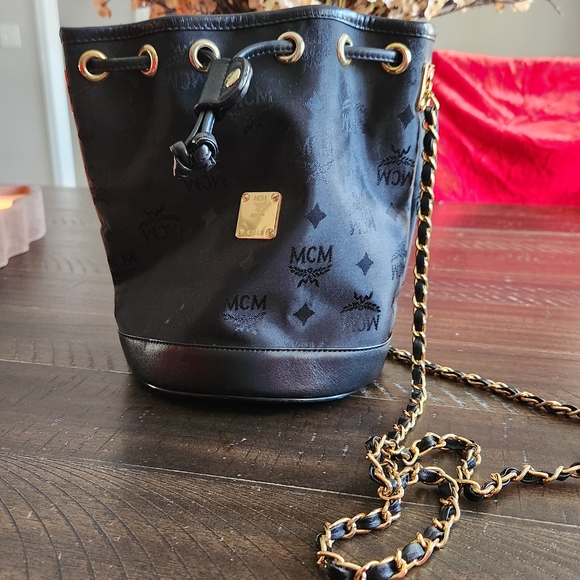 MCM Handbags - MCM Black Crossbody Bag with Gold Accents
